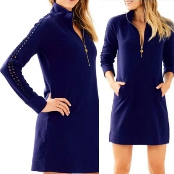 Lilly Pulitzer Blue Popover Long Sleeve Dress - Picture 1 of 3